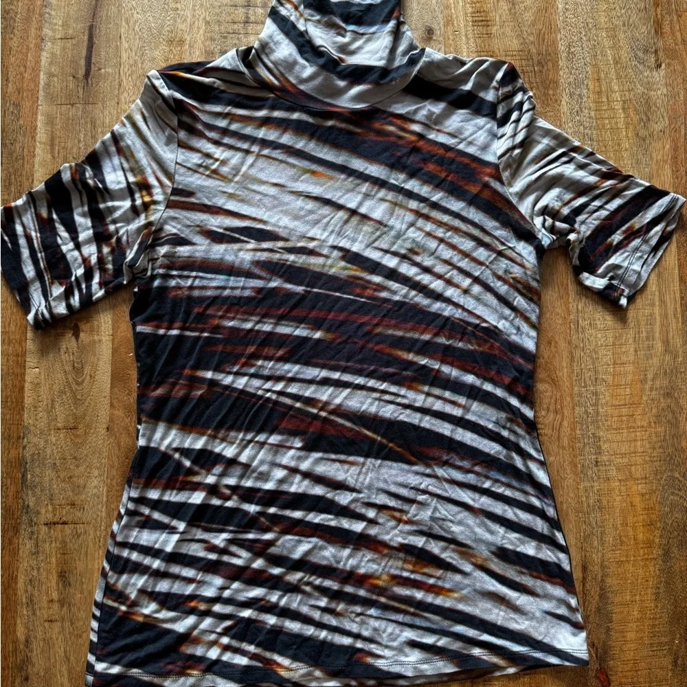 Yansi Fugel abstract 2 piece turtleneck top and maxi skirt set medium small EUC